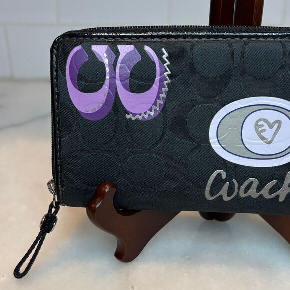 Coach Wallet Y2K Maralee Jacquard Signature Logo Full Zip Wallet - Picture 2 of 16